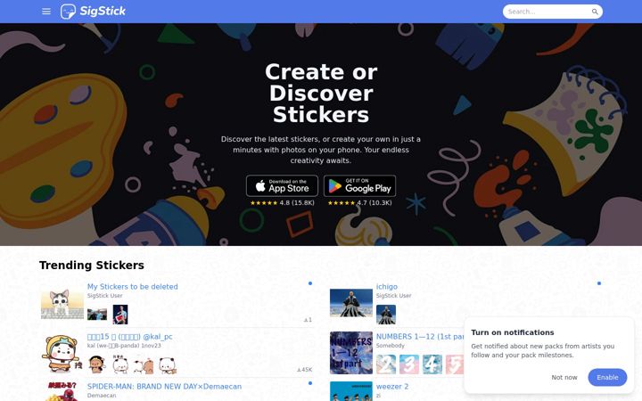 Screenshot of sigstick.com