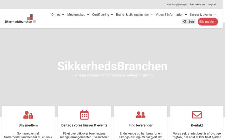 Captură de ecran a sikkerhedsbranchen.dk