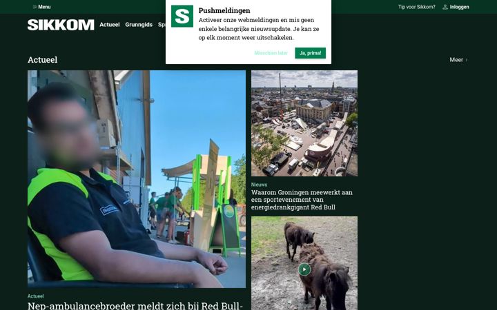 Captură de ecran a sikkom.nl