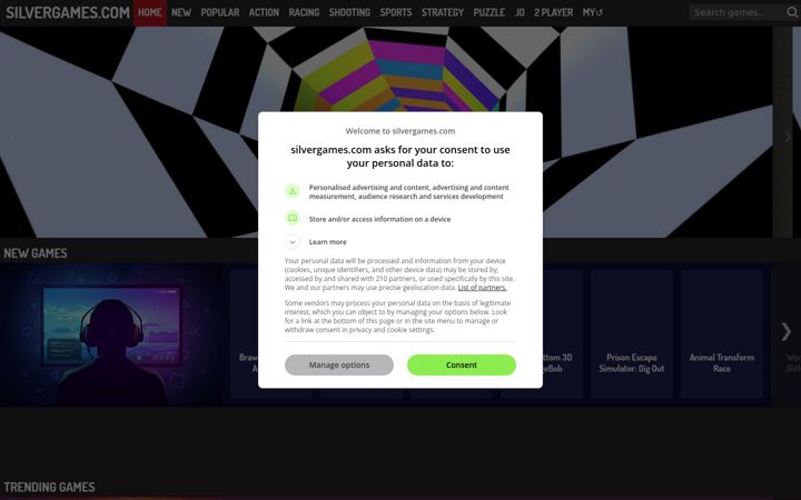 Screenshot di silvergames.com