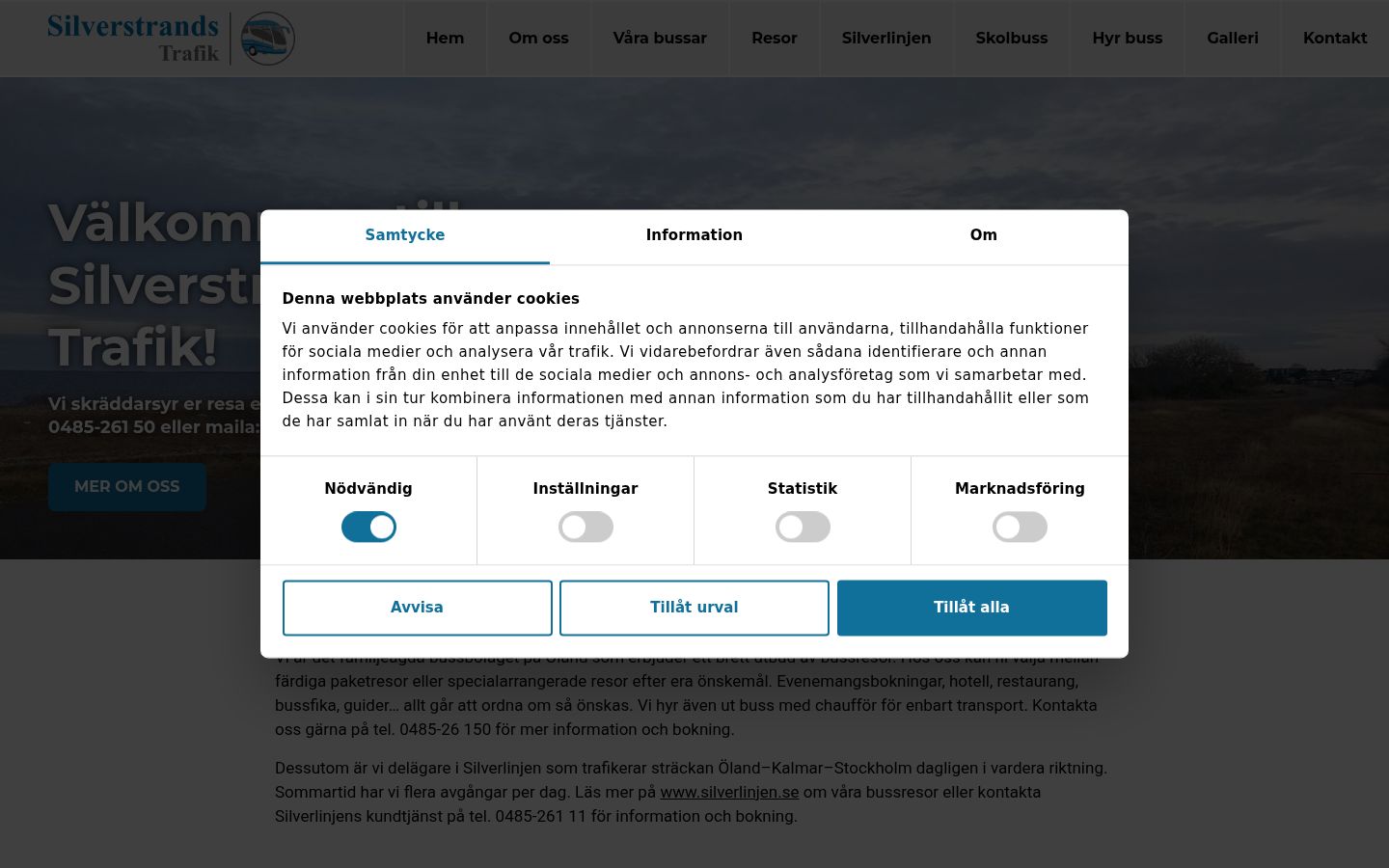 Screenshot van de toestemmingsbanner zoals getoond vóór enige interactie