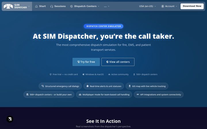 Kuvakaappaus sivustosta sim-dispatcher.com