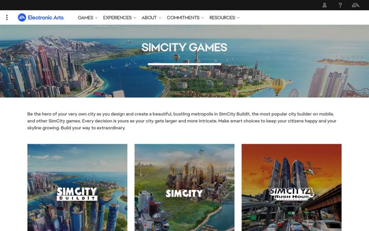 Screenshot of simcity.com