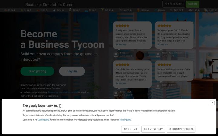 Screenshot of simcompanies.com