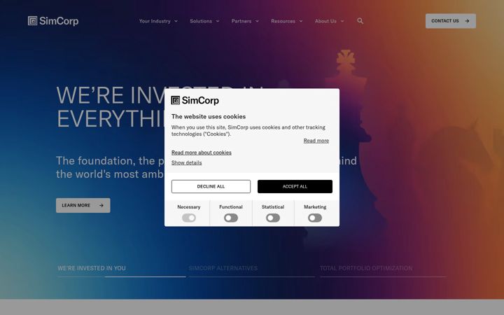 Screenshot of simcorp.com