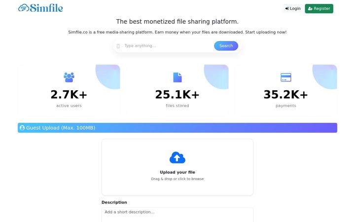 Screenshot von simfile.co