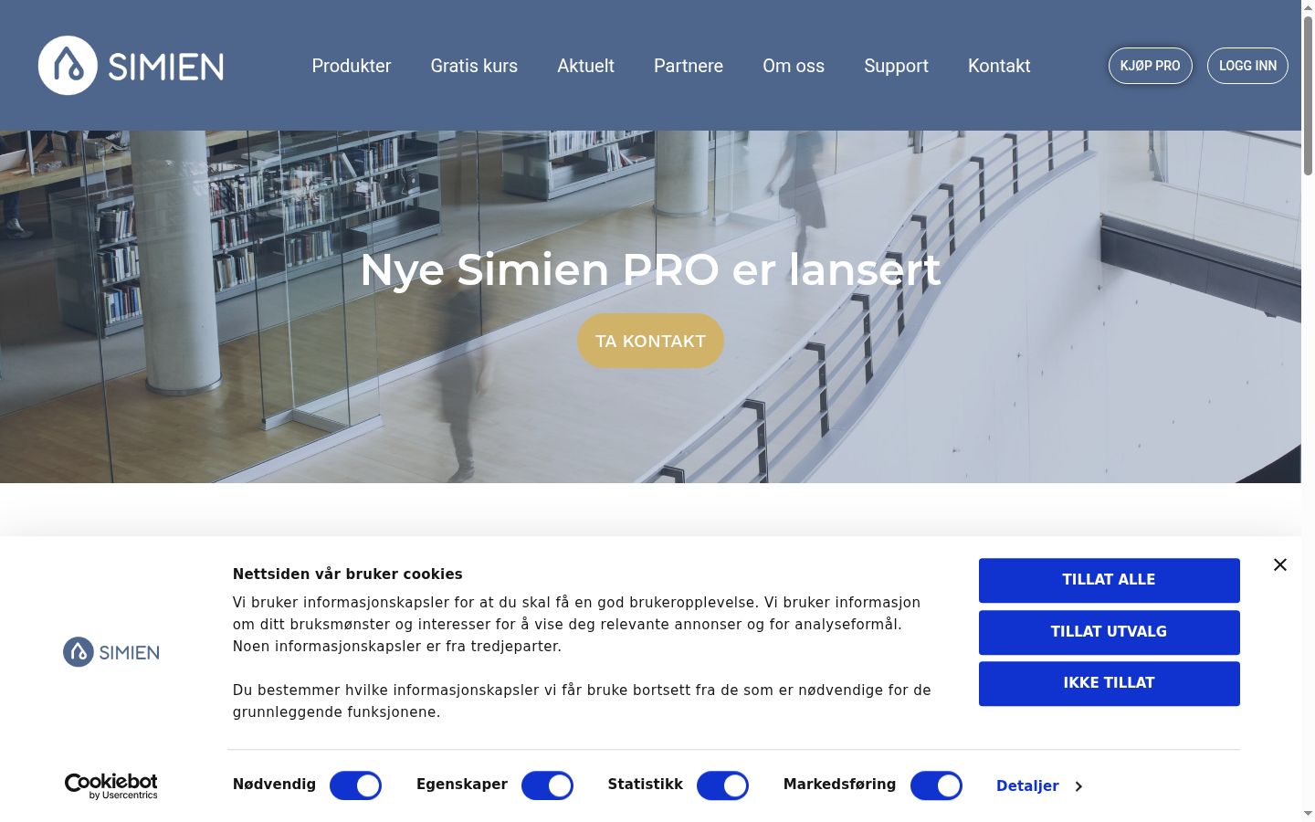 Skjermbilde av samtykkebanneret slik det vises før noen interaksjon