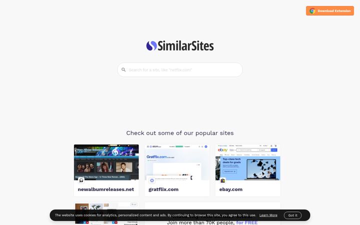 Posnetek zaslona similarsites.com