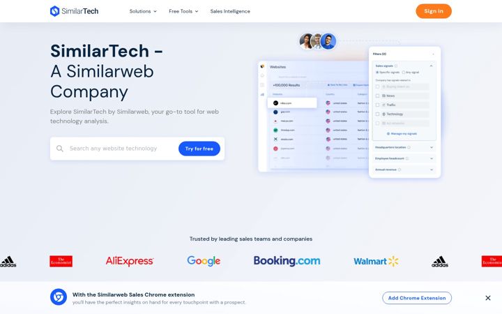 Screenshot of similartech.com
