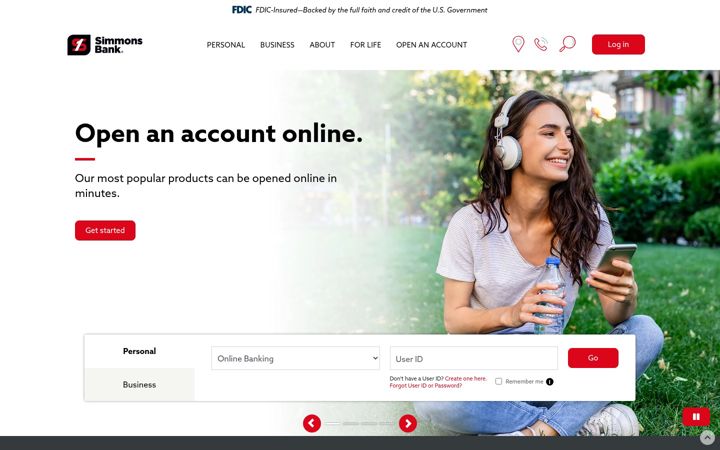 Screenshot of simmonsbank.com