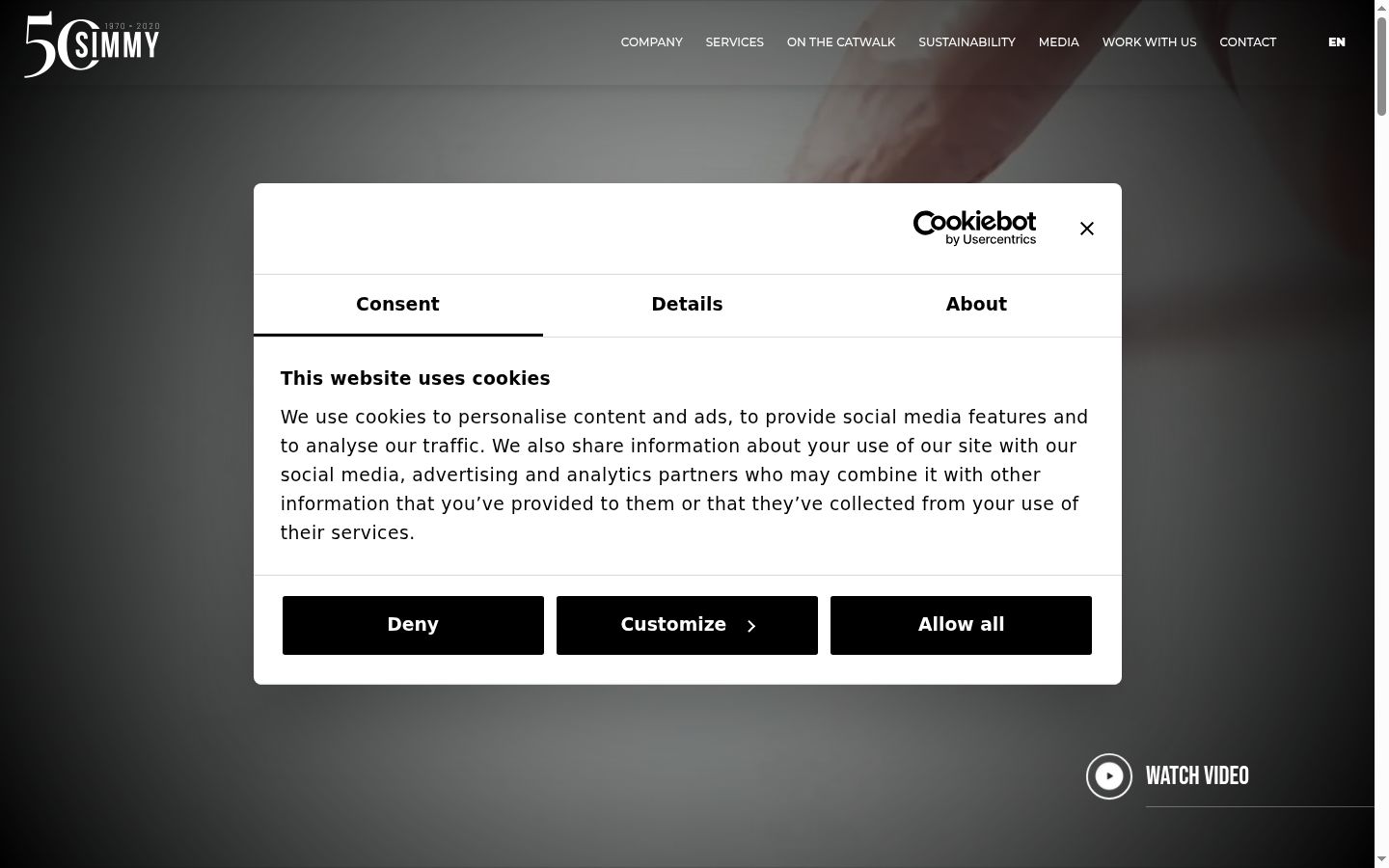 Screenshot of the consent banner shown before any interaction