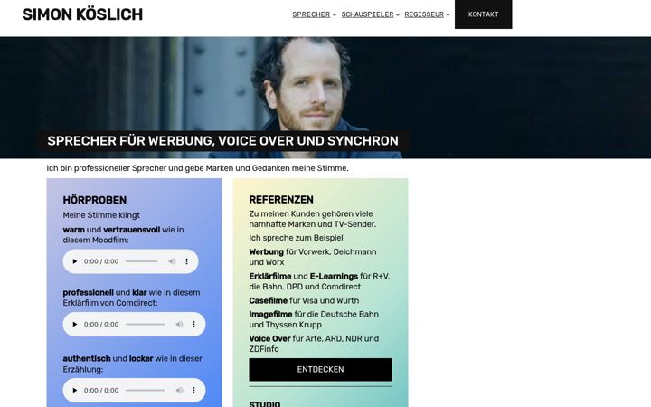 Skärmbild av simonkoeslich.de