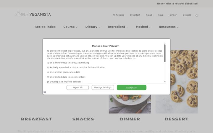 Skärmbild av simple-veganista.com