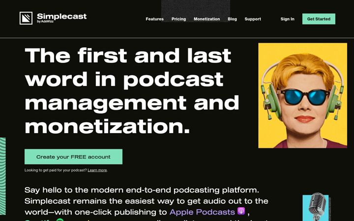 Kuvakaappaus sivustosta simplecast.com
