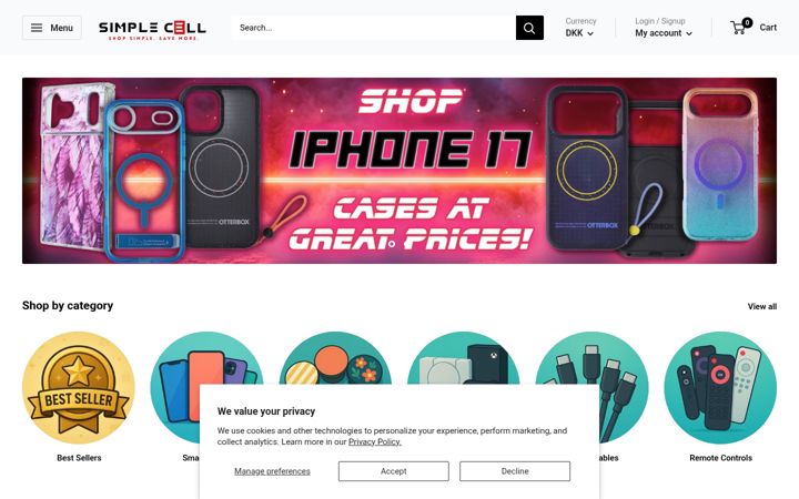 Screenshot of simplecellshop.com