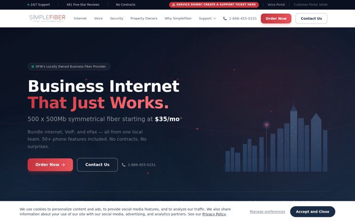 Screenshot of simplefiber.com