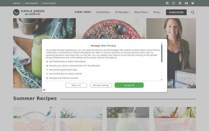 Screenshot of simplegreensmoothies.com