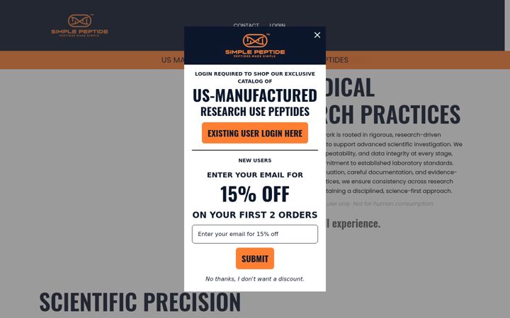 Screenshot of simplepeptide.com