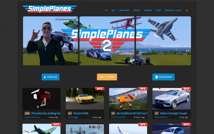 Skjermbilde av simpleplanes.com