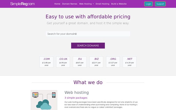 Screenshot of simplereg.com