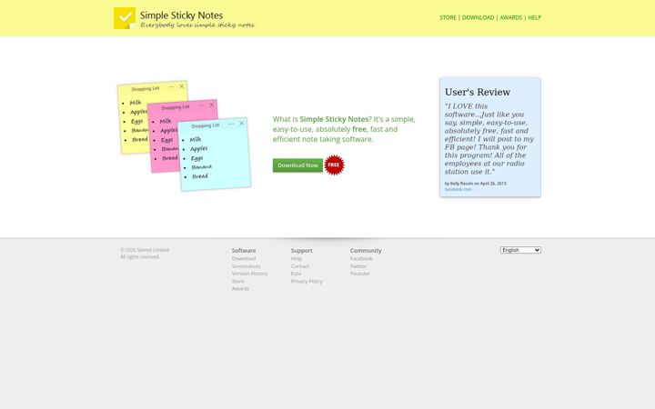 Screenshot of simplestickynotes.com