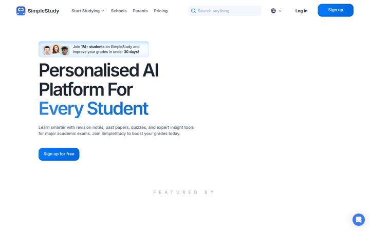 Screenshot of simplestudy.com