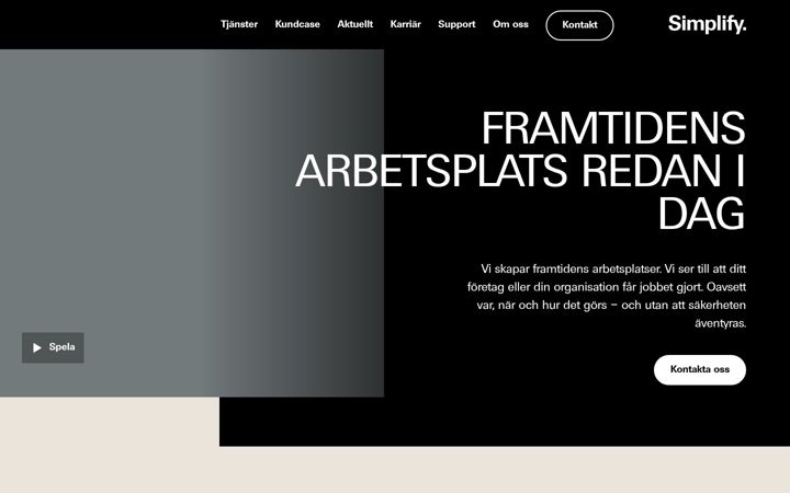 Screenshot van simplify.se