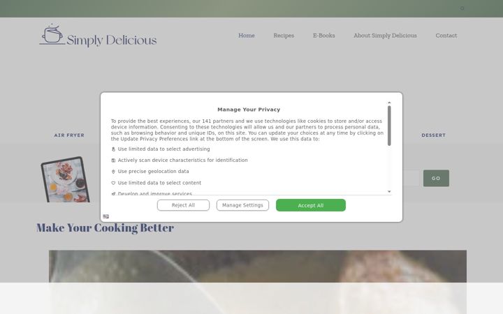 Screenshot of simply-delicious-food.com