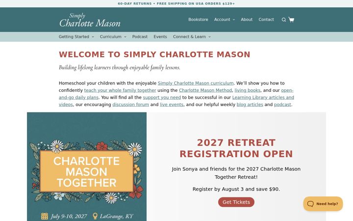 Screenshot of simplycharlottemason.com