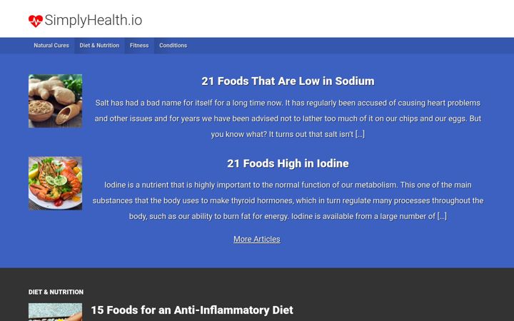 Screenshot of simplyhealth.io