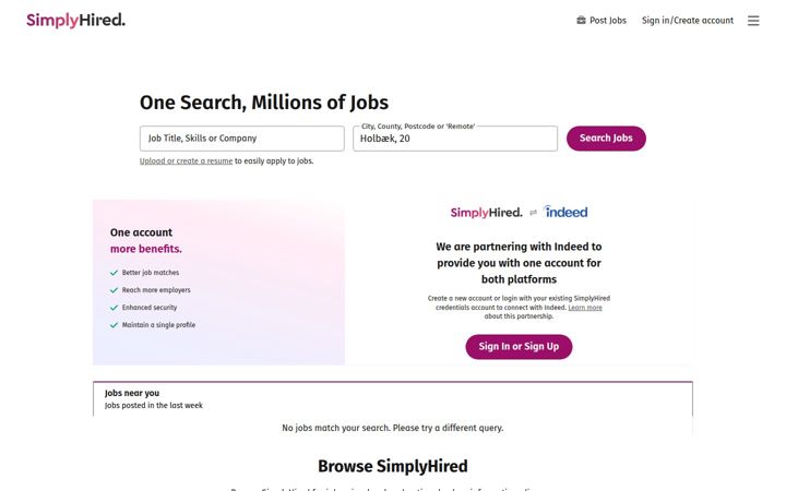 Screenshot of simplyhired.co.in