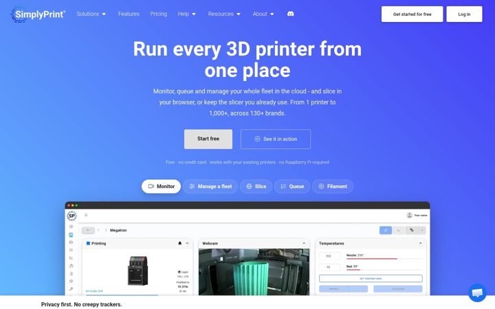 Екранна снимка на simplyprint.io