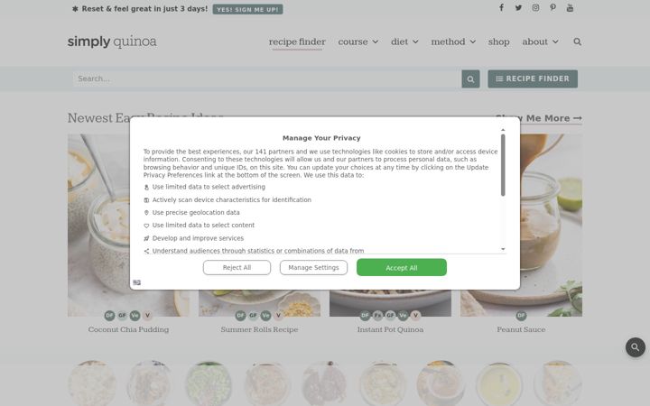 Snímek obrazovky simplyquinoa.com