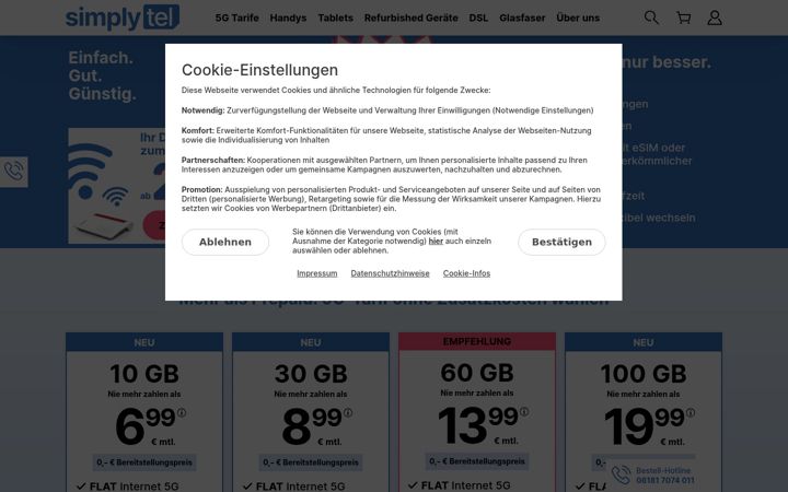 Screenshot of simplytel.de
