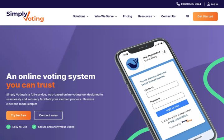 Screenshot of simplyvoting.com