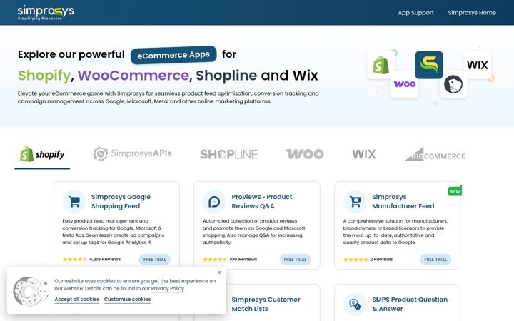 Screenshot of simpshopifyapps.com