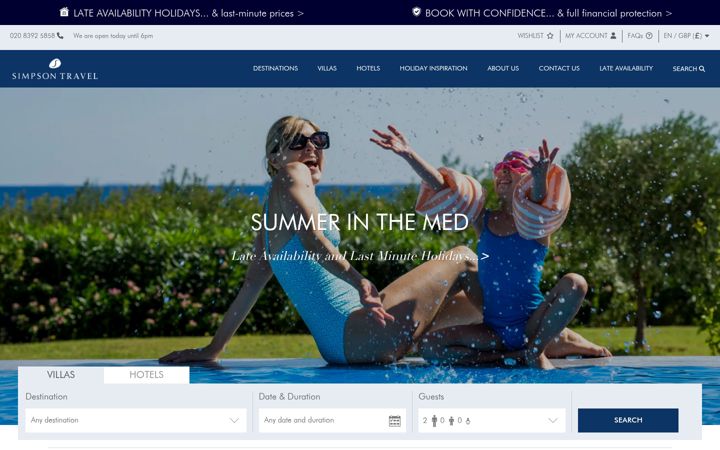 Screenshot of simpsontravel.com