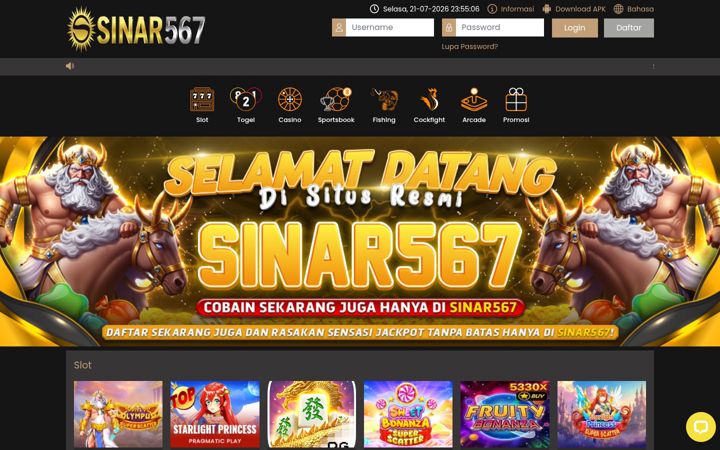 Screenshot του sinar567superlink.com