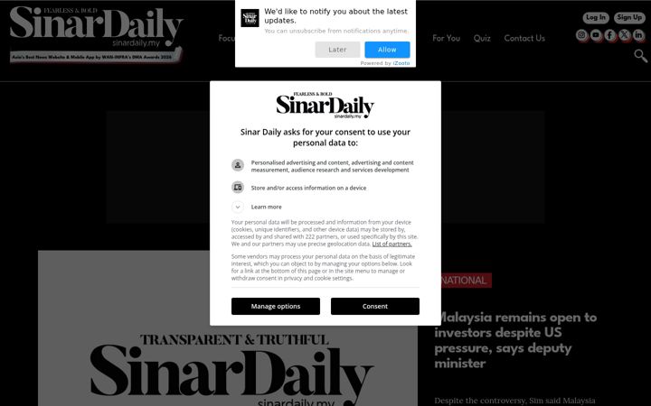Snimka zaslona za sinardaily.my