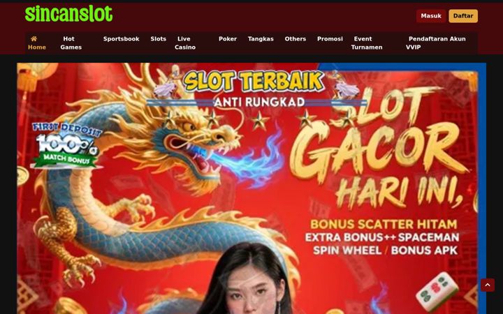 Ekrano kopija sincanslot.com