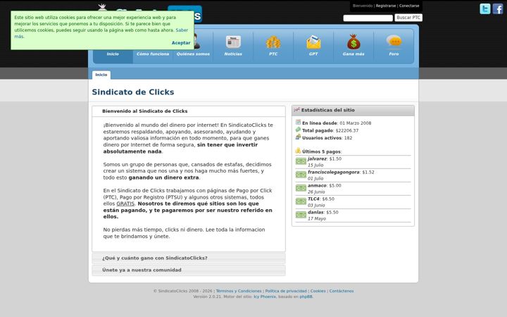 Kuvakaappaus sivustosta sindicatoclicks.com