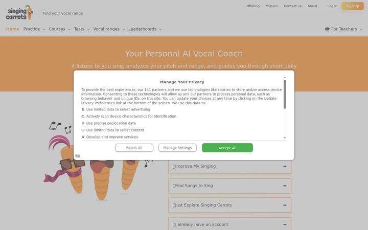 Screenshot of singingcarrots.com