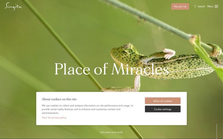 Screenshot of singita.com