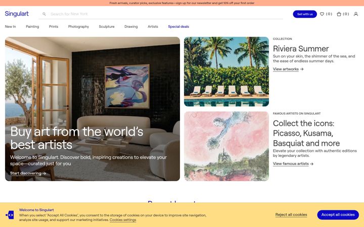 Kuvakaappaus sivustosta singulart.com