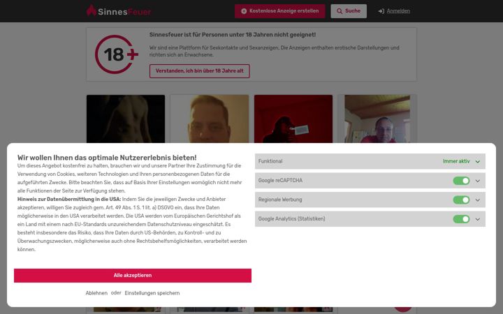 Screenshot of sinnesfeuer.de