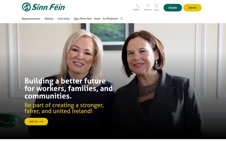 Screenshot of sinnfein.ie