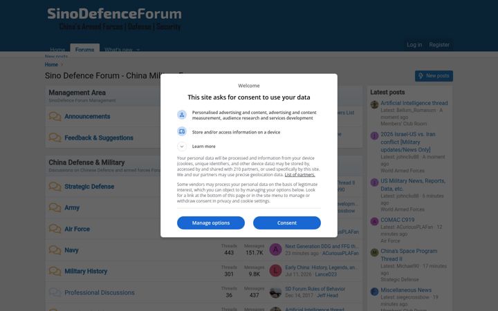 Screenshot of sinodefenceforum.com