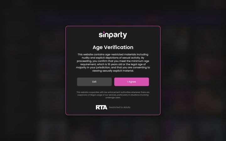 Ekrano kopija sinparty.com