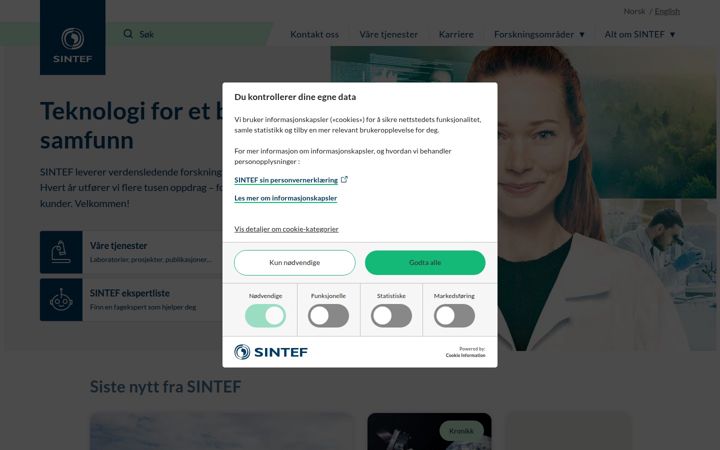 Captura de ecrã de sintef.no