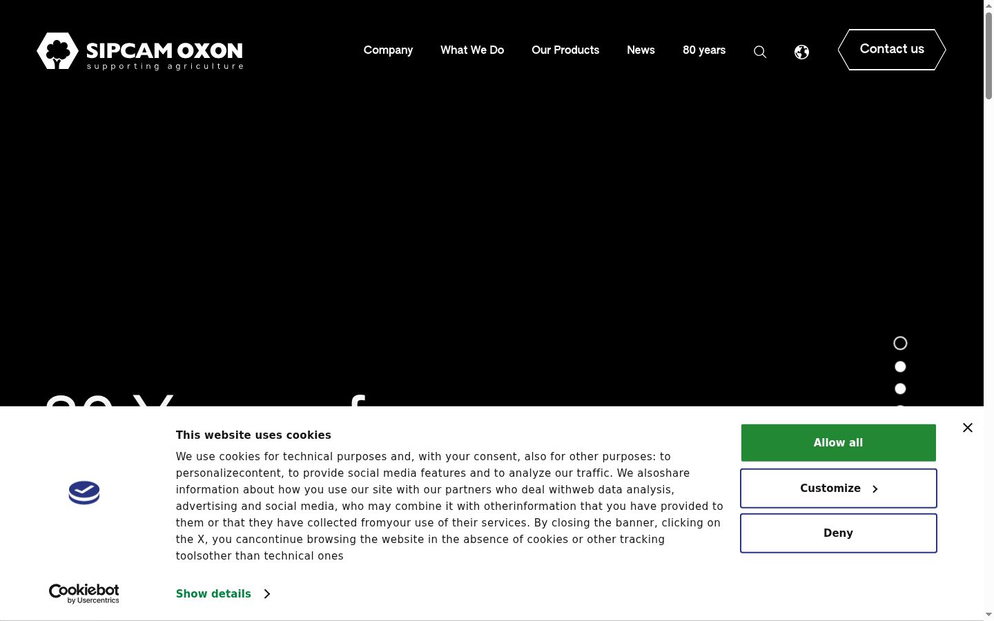 Captura de ecrã do banner de consentimento apresentado antes de qualquer interação